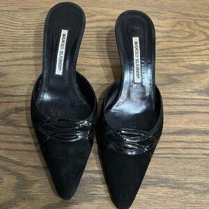 Vintage Manolo Blahnik Suede Mules